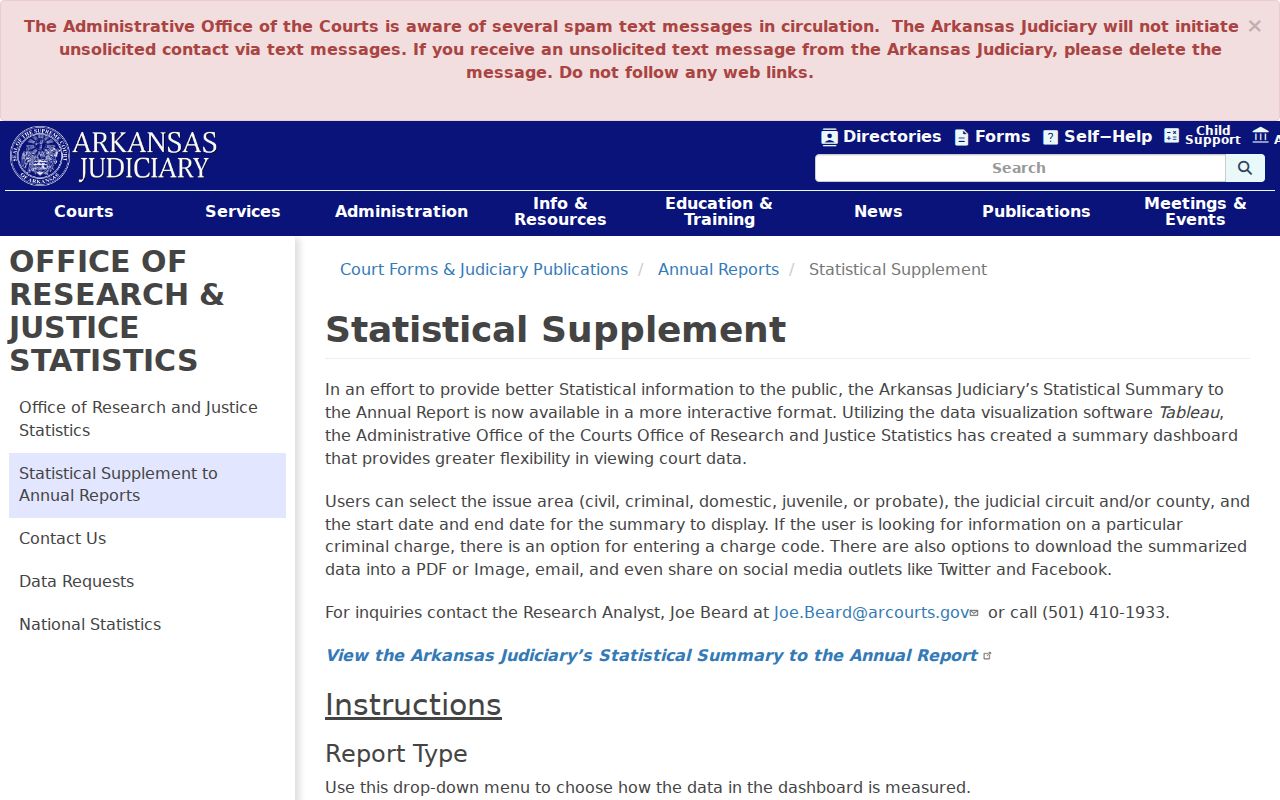 Haynes court docket context in the Arkansas caseload dashboard