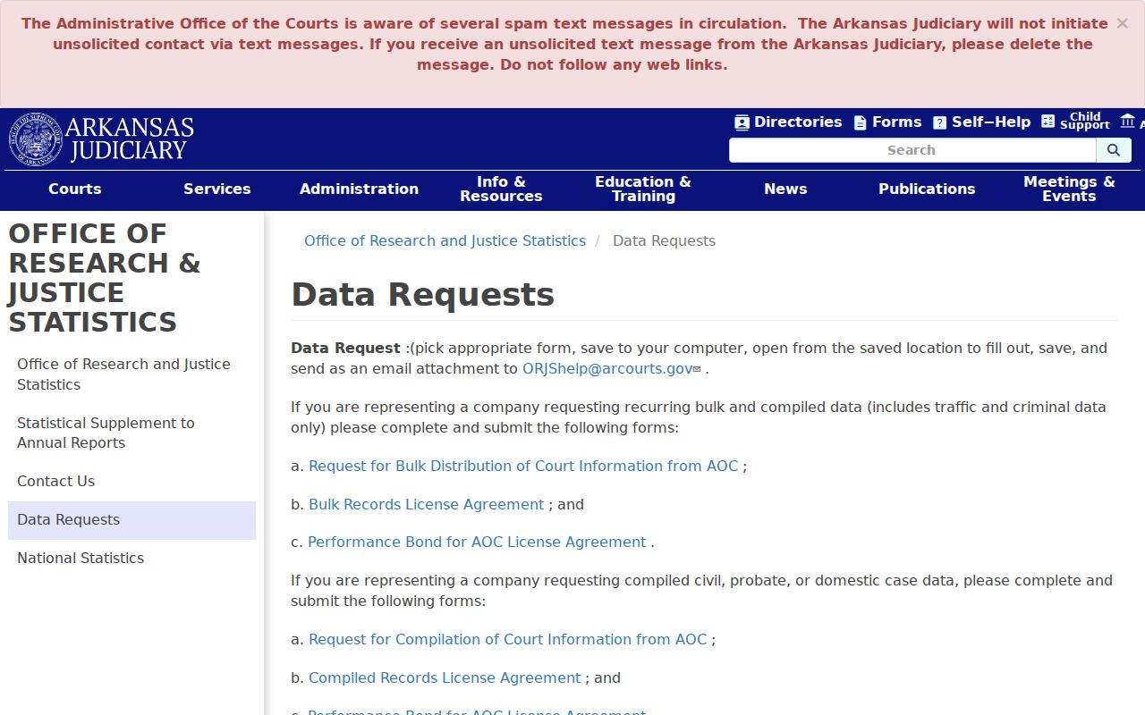 Lee County court records and the AOC compiled data request route