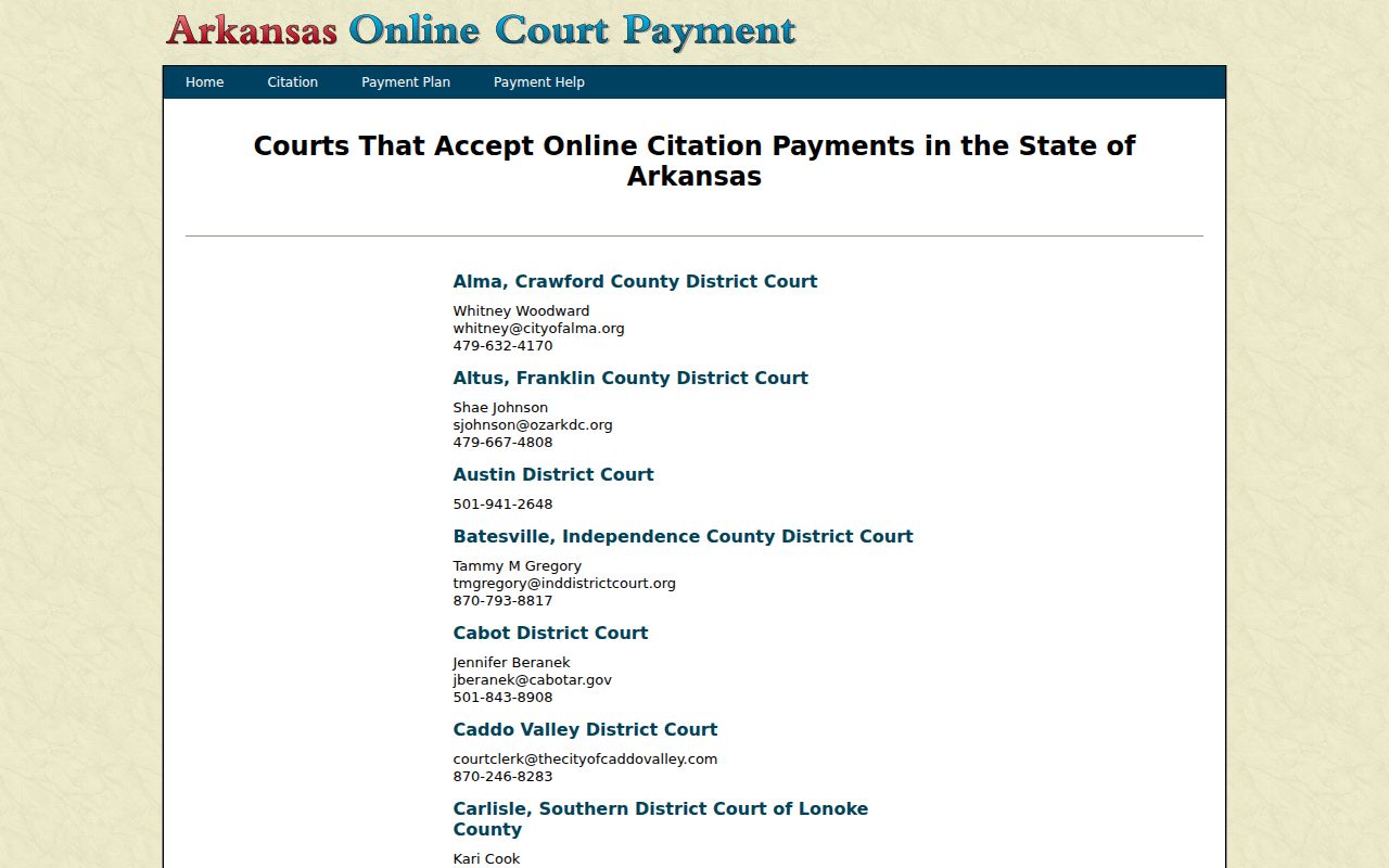 Marianna court docket citation payment participation list