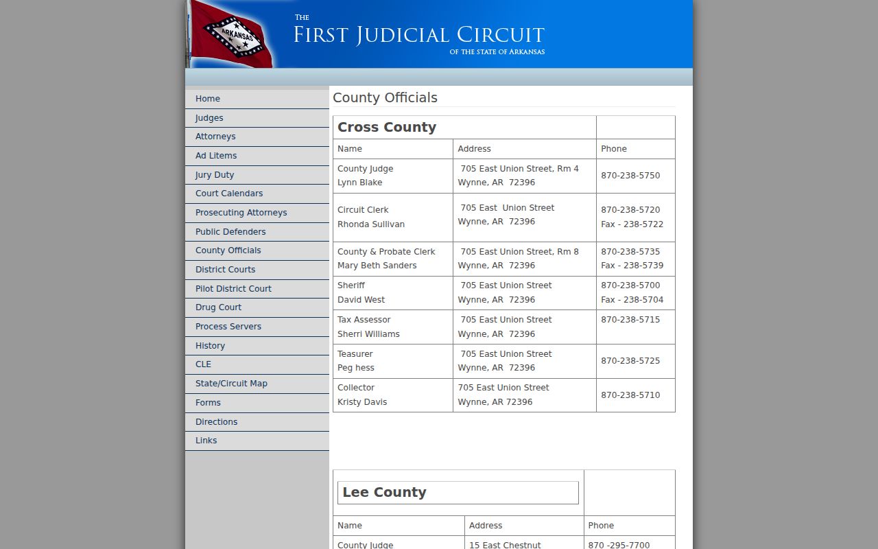 Lee County court docket officials directory