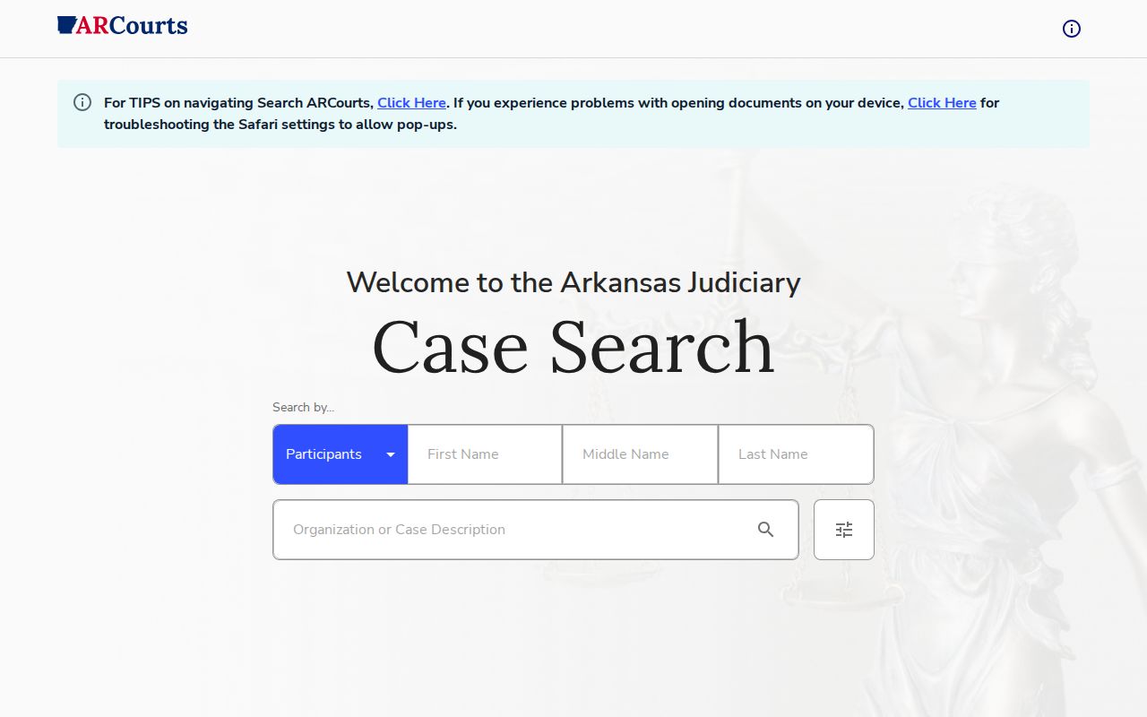 Lee County court docket Search ARCourts interface